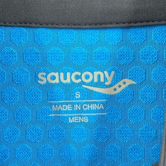 Saucony Bluster Windbreaker Jacket Water Resistant Men Small Blue Pockets - Picture 5 of 6